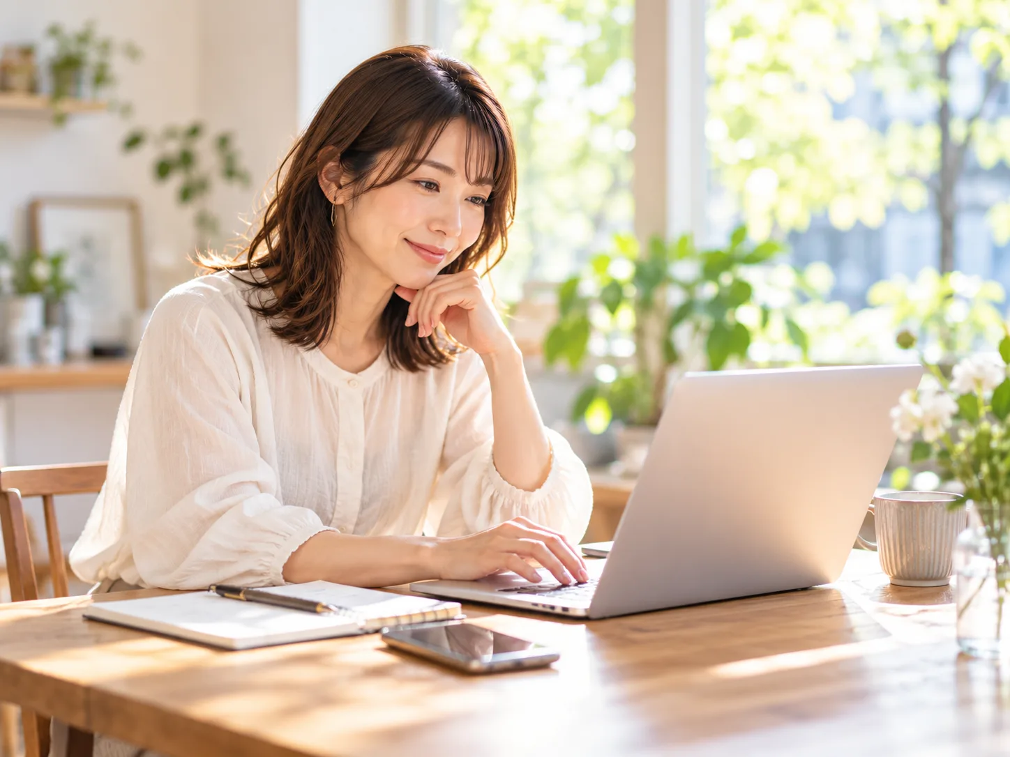 講師がパソコンで講座の予定を確認するイメージ